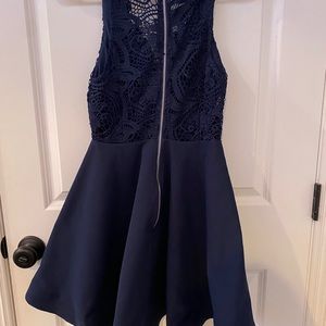 Navy Detailed Lace Dress